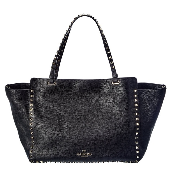 NEW Valentino Rockstud Medium Grainy Leather Crossbody 2 Way Tote - Picture 7 of 17